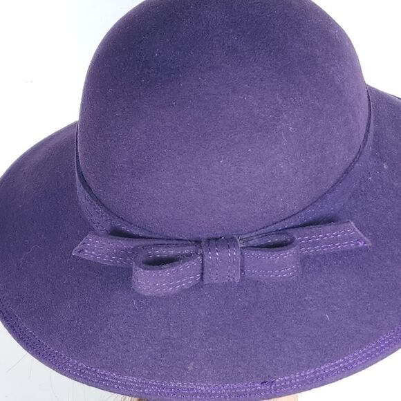 Adolfo II Women's Vtg Esccello Purple 100% Wool Felted OS Fedora Hat - Picture 11 of 13